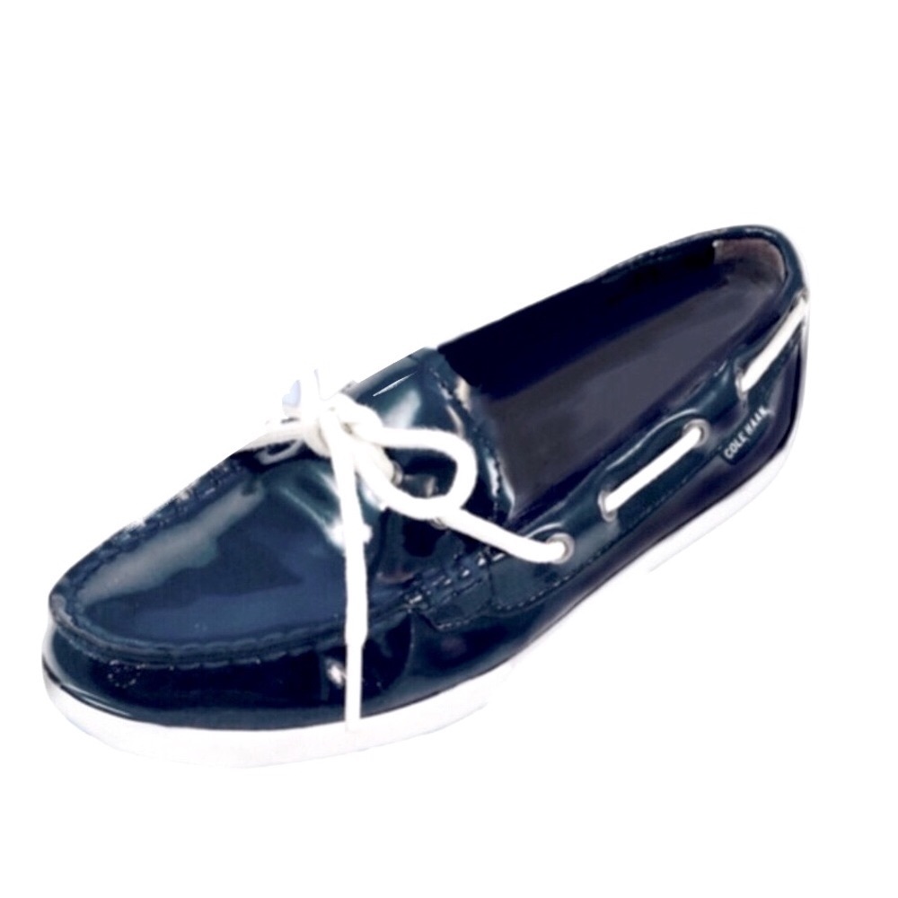 Cole Haan Women Navy Patent Leather Boat Shoe Sz 7